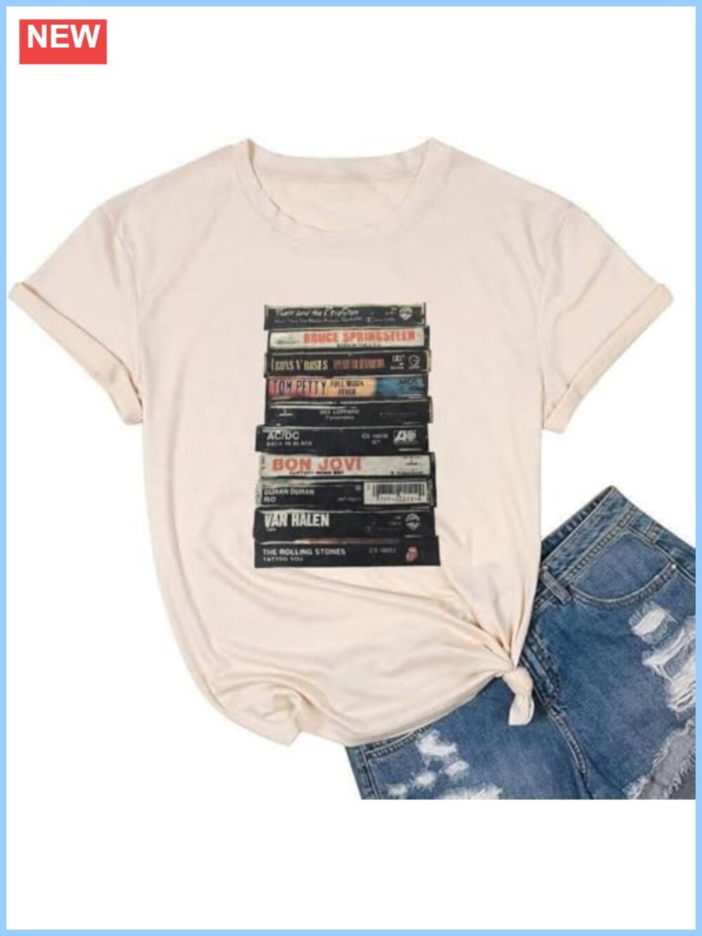 Vintage Rock Band Graphic Tee Short Sleeve V-Neck Concert Outfit Top